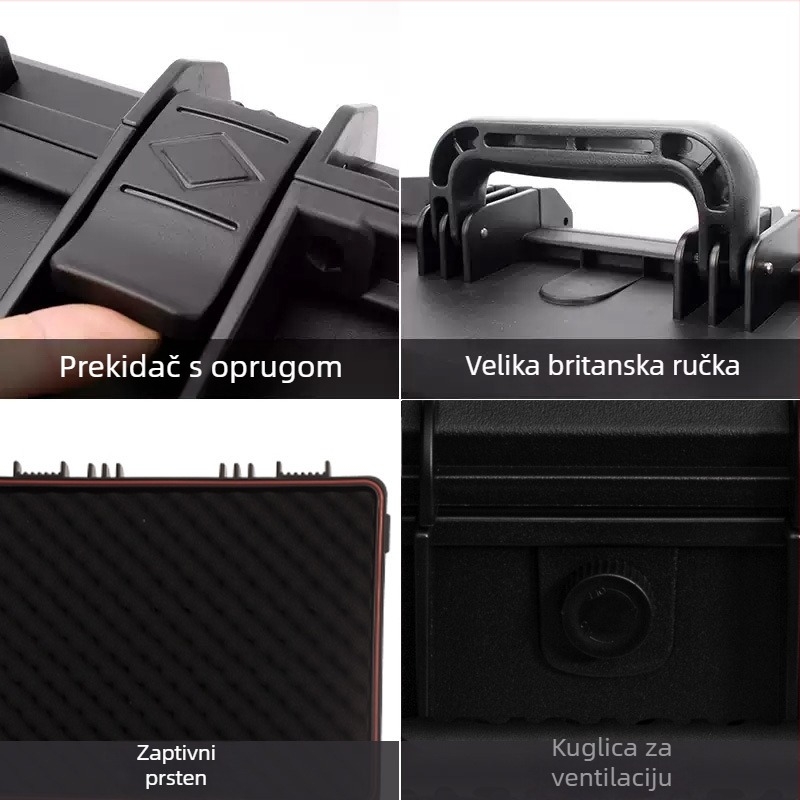 Prijenosna plastična kutija za instrumente, vodootporna i otporna na vlagu, kutija za pohranu instrumenata s trostranom zaštitom