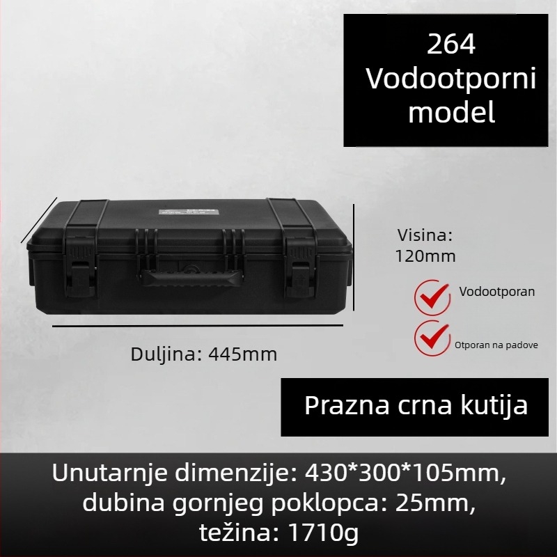 Prijenosna plastična kutija za instrumente, vodootporna i otporna na vlagu, kutija za pohranu instrumenata s trostranom zaštitom