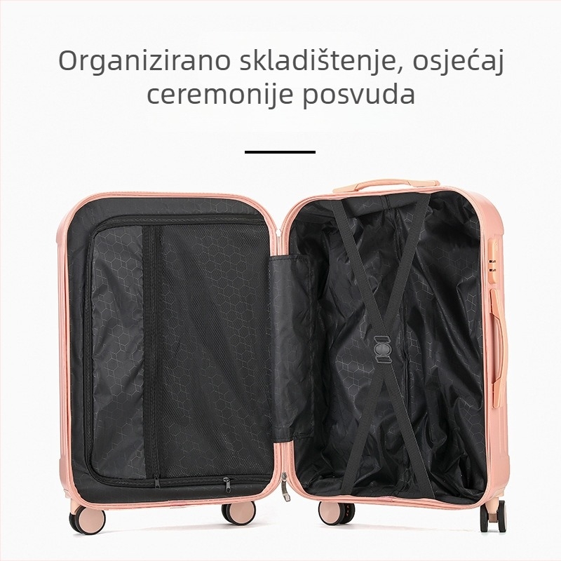 Prami putni kovčeg – ABS+PC, zatvarač, 360° okretni kotači, običan kombinacijski lok, vodootporan i otporan na habanje