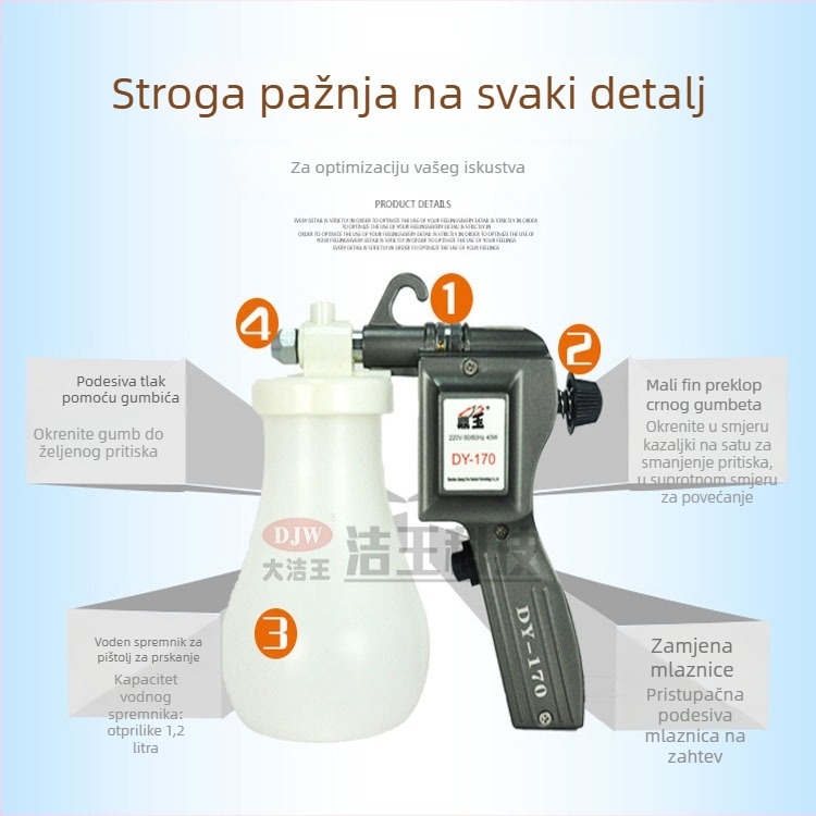 Dezinfekcijski raspršivač pištolj za odjeću, metalno tijelo, 40W, model 170