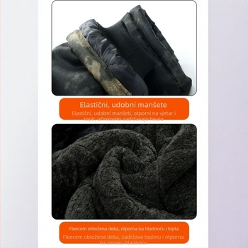 Zimska muška jakna s kamuflažom, podstavljena fleesom, punjena poliesterom, vodootporna, srednje duljine