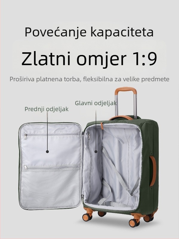 Shanshan Trolley Kofer – Oxford Tkanina, Zip Zatvaranje, Univerzalni Kotači, Zaključavanje Ključem, Prednje Otvaranje