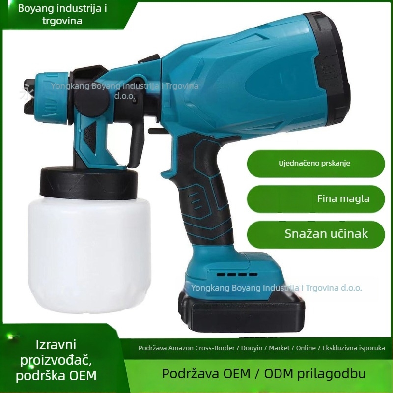 Prijenosni bežični pištolj za prskanje s litijskom baterijom, 21V, za boje i lateks, zapremina posude 800 ml