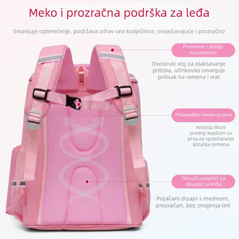 Unisex ruksak za osnovnu školu, ultra lagan, zaštita kralježnice i smanjenje opterećenja, zakrivljene naramenice, Oxford tkanina