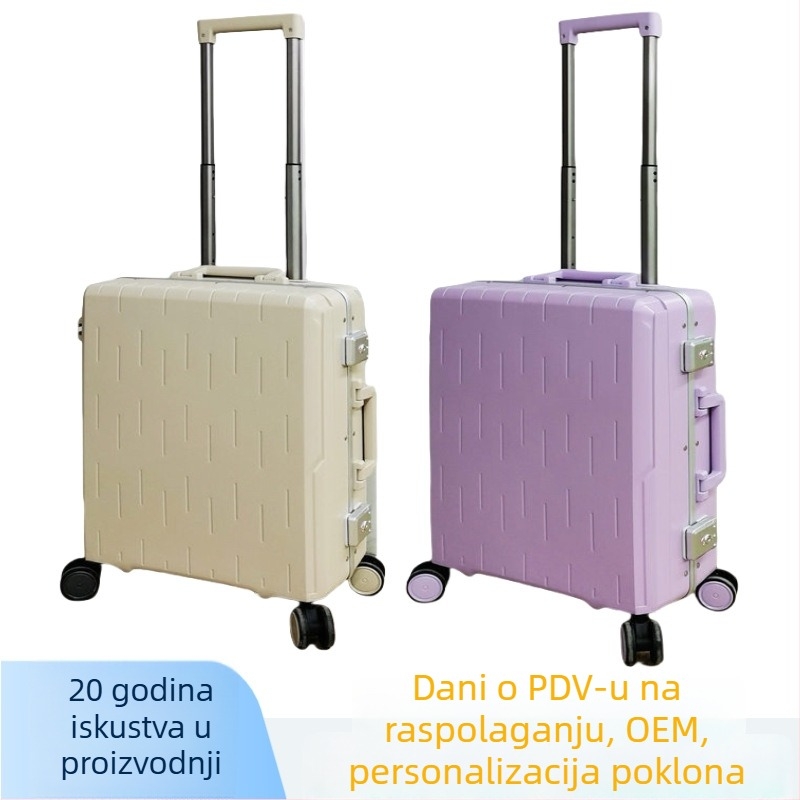 Prilagođeni PP kovčeg s aluminijskim okvirom, TSA brava, tiho okretni kotači, kapacitet 20–35 L