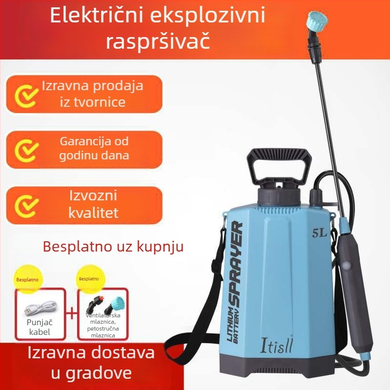 Električni raspršivač za zalijevanje, prijenosni ručni visokotlačni raspršivač, plastična konstrukcija, licencirana privatna oznaka