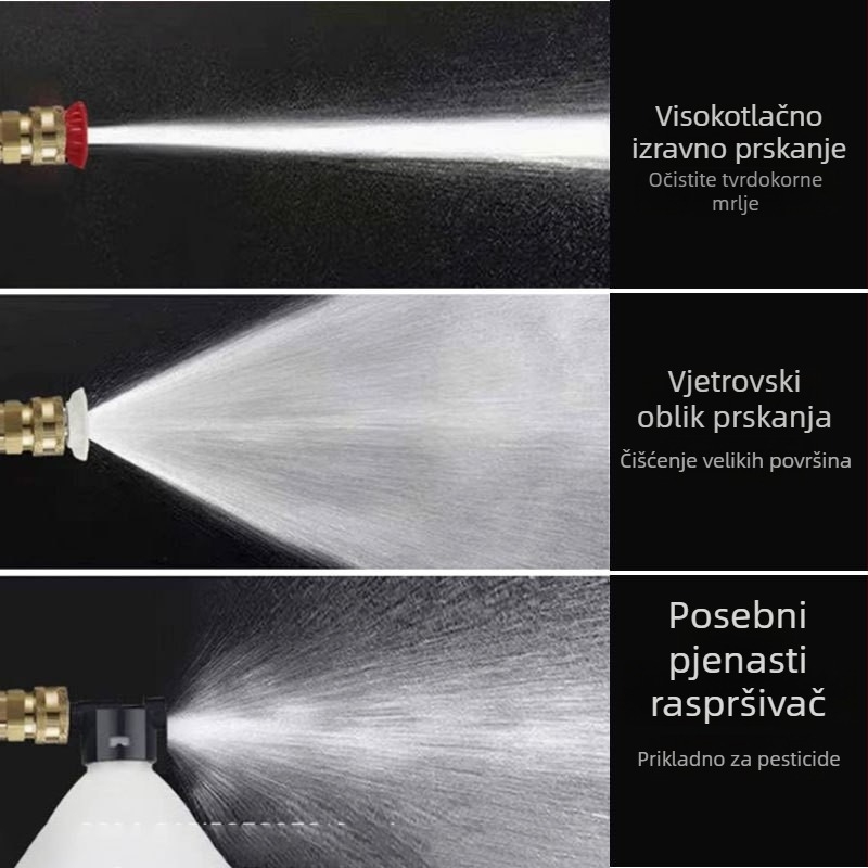 Bežični pištolj za pranje automobila s litijskom baterijom, prijenosno visokotlačno električno pranje, 21V baterija, metalna glava, plastično kućište, 4 načina prskanja, mogućnost prilagodbe