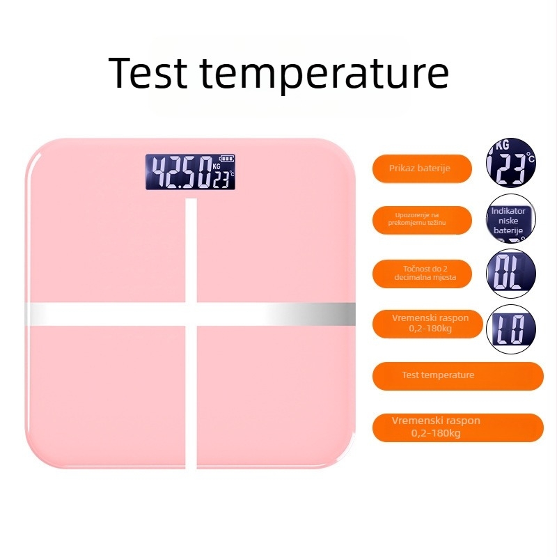 Pametne Bluetooth vaga za tjelesni udio CB2615, LCD 60x24, 0,2–180 kg, kaljeno staklo, USB-C punjenje