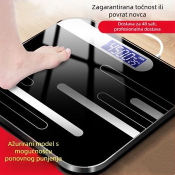 Huajian Technology Vaga za tjelesnu težinu – Visoko precizna kućna digitalna vaga s mjerenjem tjelesne masnoće, Punjiva, Modell 000