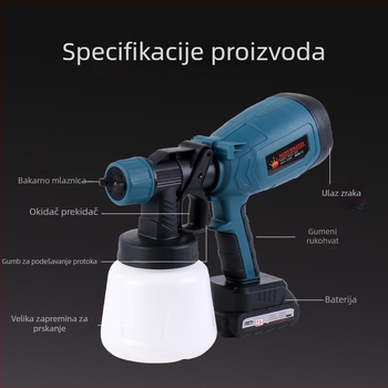 Mingsheng Punjiva litij-ionska baterija Električni sprej pištolj, 900 ml spremnik, mlaznica 1,8 mm, 220 V, neto težina 1,5 kg