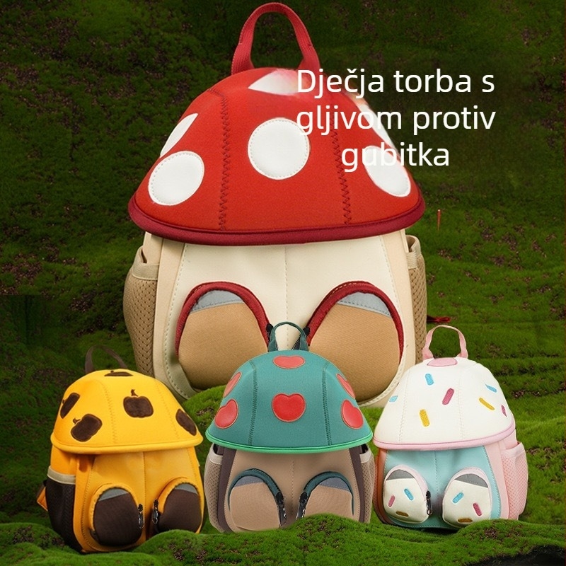 Dječji ruksak s motivom gljive — diving tkanina, vodootporan, ultra lagan, otporan na habanje, reflektirajući sigurnosni detalji