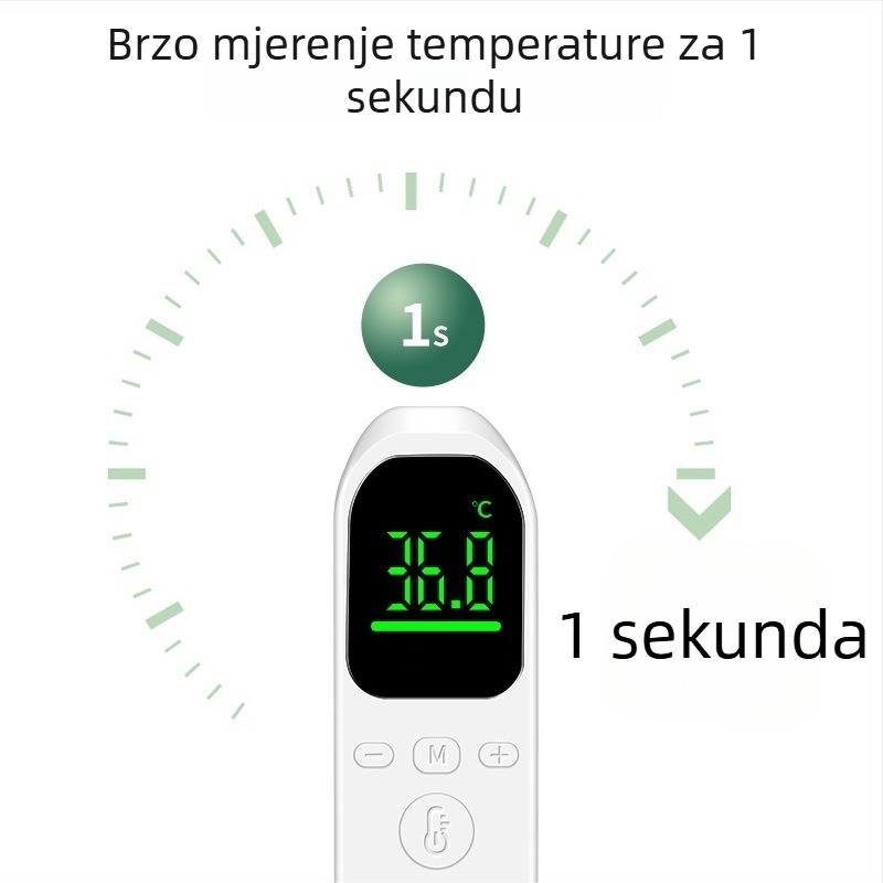 Medicinski elektronički termometar, model R12, za djecu, čelni patch za mjerenje, alarma visoke temperature, pohrana podataka i sinkronizacija s aplikacijom