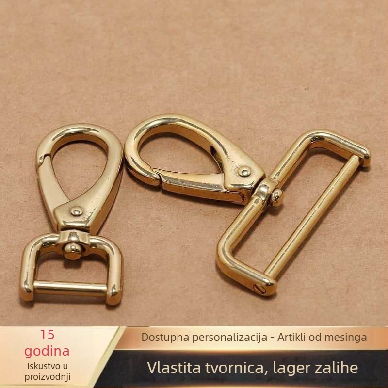 Odvojiva kuka za torbe od čistog bakra — karabiner za torbe, hardver s pokretnom vijčanom osovinom