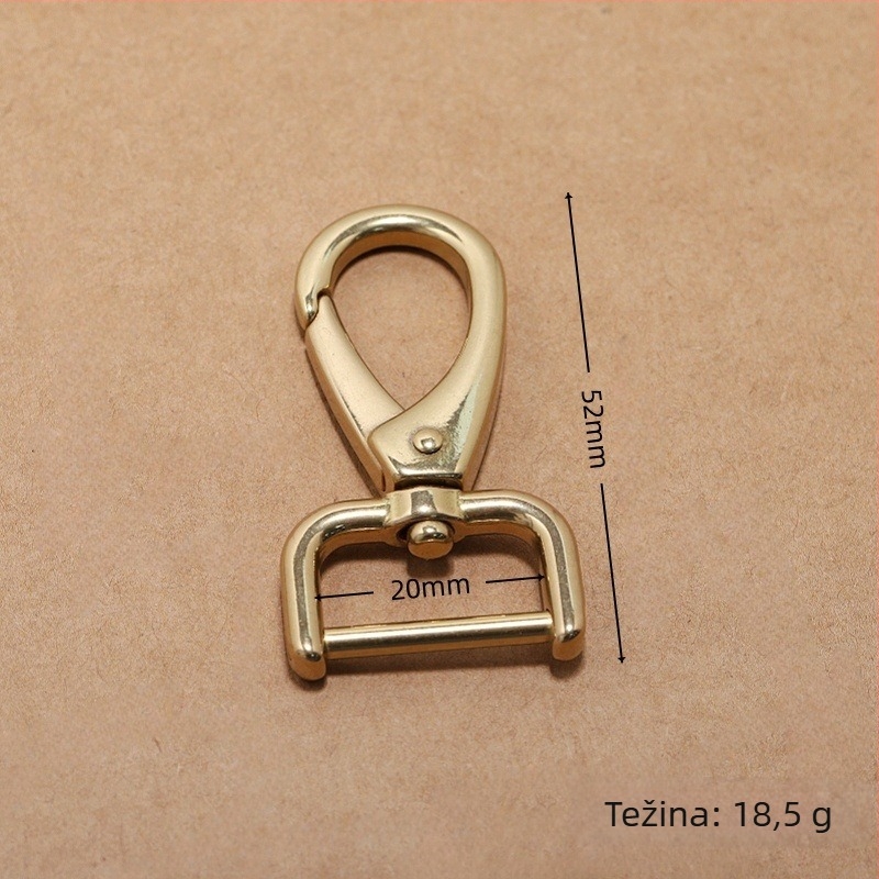 Odvojiva kuka za torbe od čistog bakra — karabiner za torbe, hardver s pokretnom vijčanom osovinom
