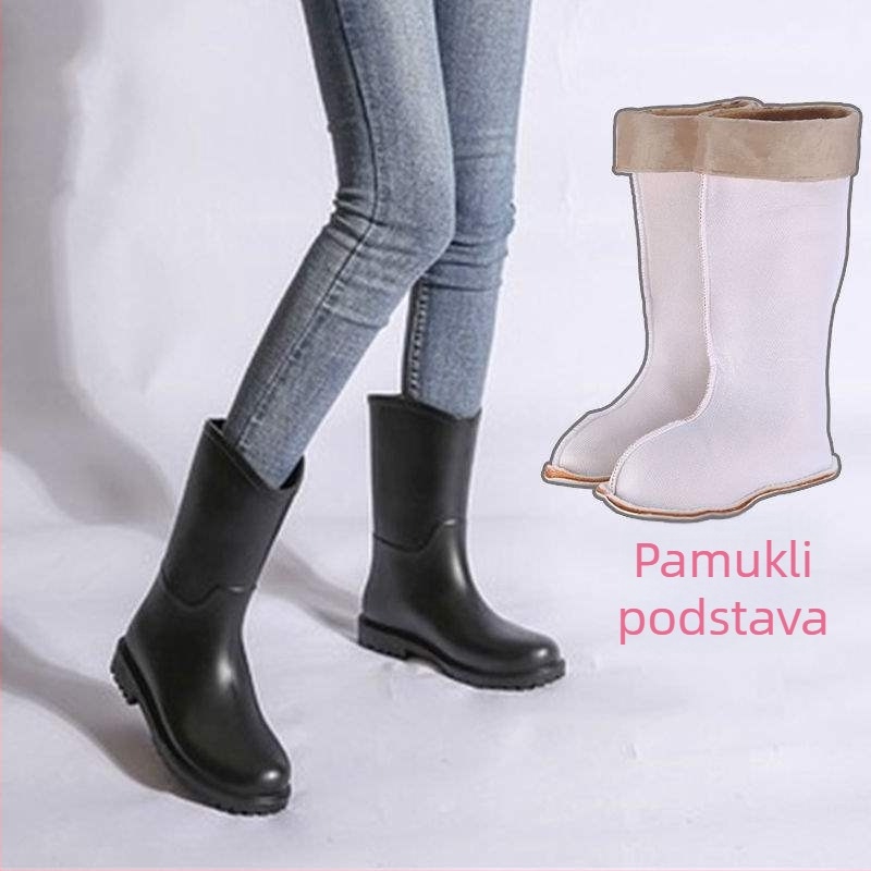 Ženske kišne čizme - srednja visina cevi, PVC Gornji dio, protuklizne, vodootporne gumene čizme, jesen-zima