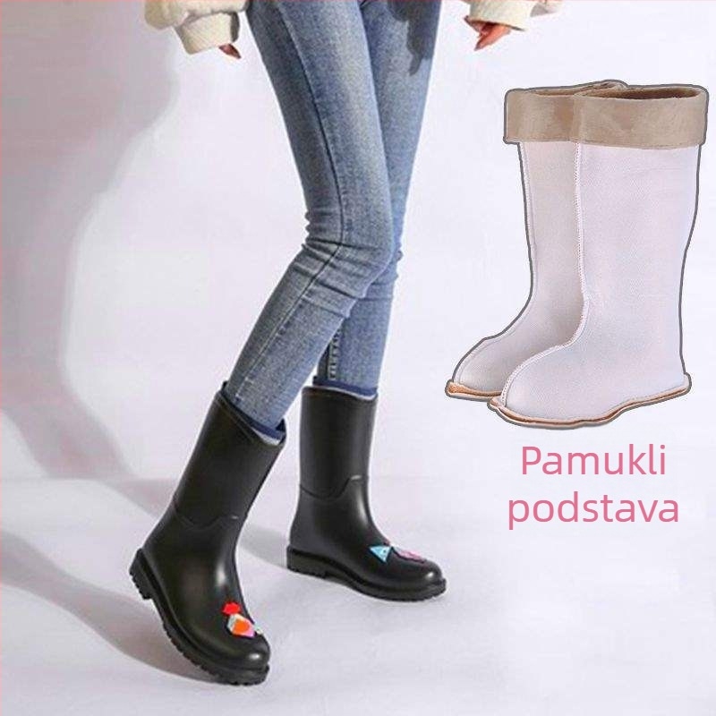 Ženske kišne čizme - srednja visina cevi, PVC Gornji dio, protuklizne, vodootporne gumene čizme, jesen-zima