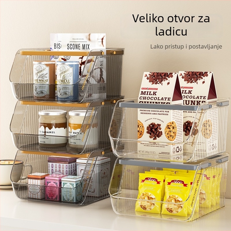 Kuhinjska kutija za pohranu, koja se može slagati, 18 L, otporna na prašinu, organizator za užine, sitnice i kozmetiku