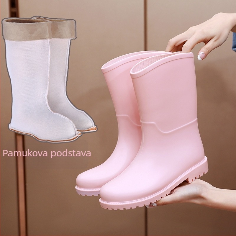 Ženske čizme za kišu do srednjeg lista, PVC gornji dio, niski potpetica 1-3 cm, apstraktni uzorak, za sve sezone