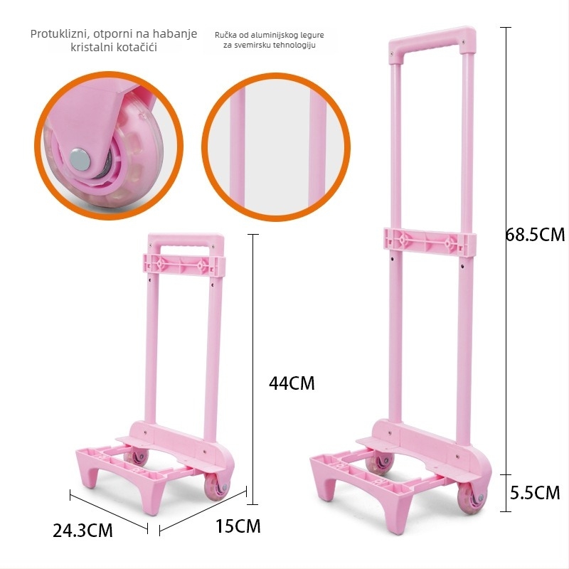 Željezni okvir za školske torbe s kolima — model 525, otporan na habanje, dodaci za prtljagu, bez licenci privatnih marki