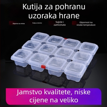 Plastična kutija za uzorke s 12 odjeljenja za kantinu, kvadratnog oblika, mikrovalna kompatibilna, kapacitet ispod 300 ml, s tiskanim logom