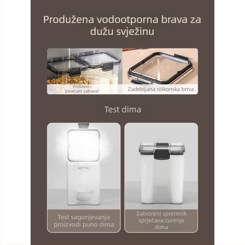 Pravokutni spremnik za skladištenje hrane, velikog kapaciteta, za žitarice i kuhinjske potrepštine
