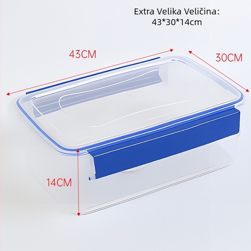 Pravokutni plastični kontejner za hranu od PP-a, zatesnjen poklopac, mikrovalna kompatibilnost, kapacitet 2,1–3 L
