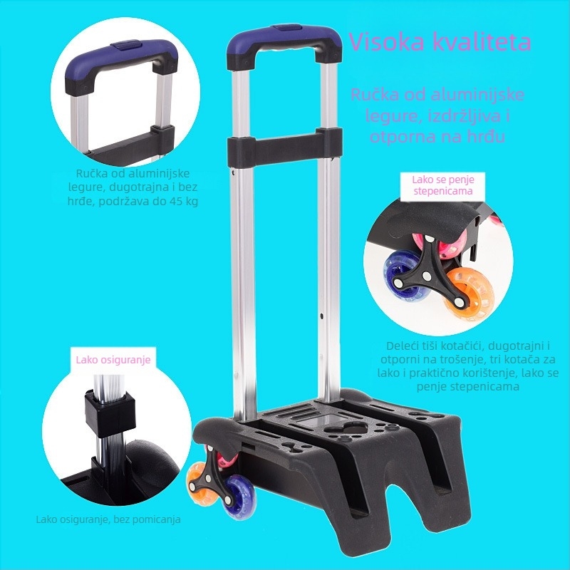 Okvir kolica za školsku torbu, sklopivi šestokotačni ljestvasti okvir, BMX666 — najlon, prozračan, vodootporan, otporan na krađu