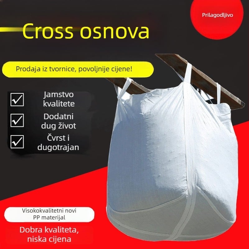 PP tkanina vreća za nasipne materijale s otvorenim plosnatim dnom i križnim dnom, nosivost 2–100 tona, za pijesak, kamen, građevinski otpad, željezo i hardver