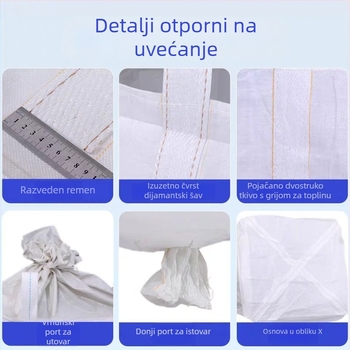 Kontejner vreća, PP tkanina, prilagodljivo na zahtjev, debljina po zahtjevu, nosivost po zahtjevu, može nositi plastiku, cement, hranu za životinje, abrazivne materijale.