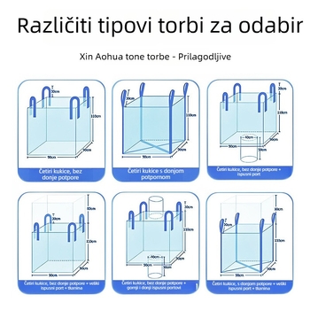 Kontejner vreća, PP tkanina, prilagodljivo na zahtjev, debljina po zahtjevu, nosivost po zahtjevu, može nositi plastiku, cement, hranu za životinje, abrazivne materijale.