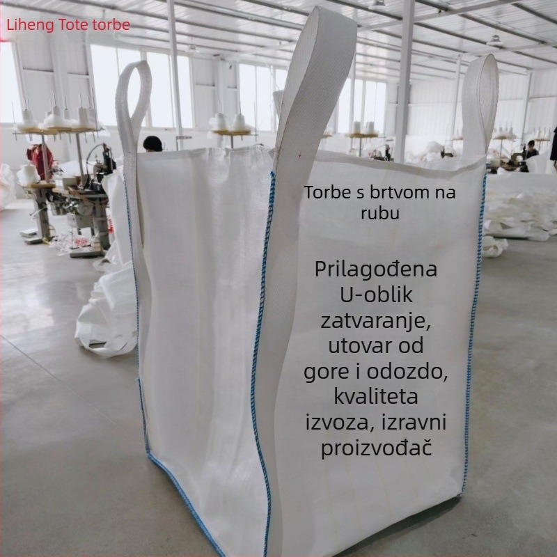 PP ton torba s U-oblikom i zaključnim rubom, nosivost 1.000–2.000 kg, otisak logotipa, plastična tkanina torba za rasuti teret