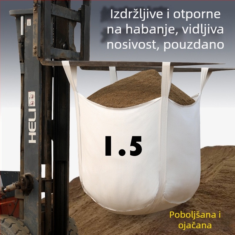 PP ton vreća za industrijske materijale, kapacitet 1 tona, četiri podizne ručke, debela i otporna na habanje, samozatvaranje