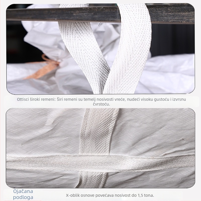 PP ton vreća za industrijske materijale, kapacitet 1 tona, četiri podizne ručke, debela i otporna na habanje, samozatvaranje