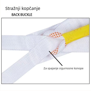Sigurnosni pojas s tri točke i jednim kukom, za gradilišta, polipropilenski remen, duljina 3 m