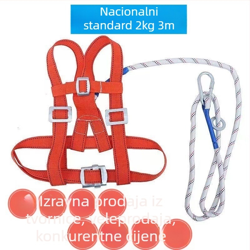 Sigurnosni pojas s tri točke i jednim kukom, za gradilišta, polipropilenski remen, duljina 3 m