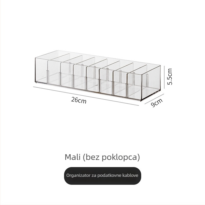 Stolna kutija za skladištenje kablova s pregradama, PET materijal, YM.6496, kapacitet 1 L