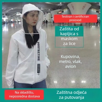 Građansko zaštitno odijelo, zaštita od kapljica, izolacijsko odijelo za višekratnu upotrebu, vodootporni kišni kaput s odvojivom zaštitnom maskom, poliester