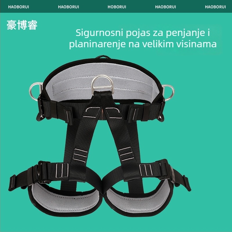 Petostupanjski sigurnosni pojas s dvostrukim kukama za rad na visini, poliester pojas i uže, opterećenje 15 kN, duljina užeta: bilo koja veličina, zaštita od pada