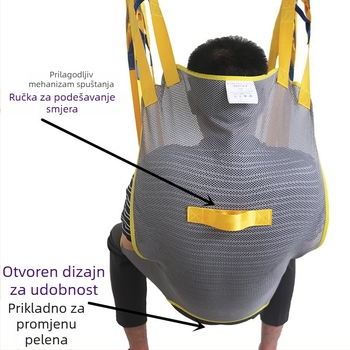 Sling za prijenos pacijenta Bai Haohui s mrežastim punim pokrivanjem, dizajn za razdvajanje nogu, poliester, 1000 g, za njegu