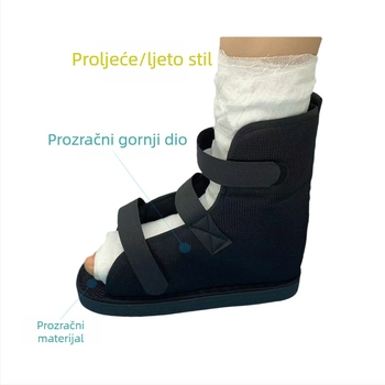 Obuća za rehabilitaciju nakon gipsa s integriranim toplim čarapnim slojem, prozračan mrežasti gornji dio i kožna fleece podstava, težina 245 g, za otečenu nogu