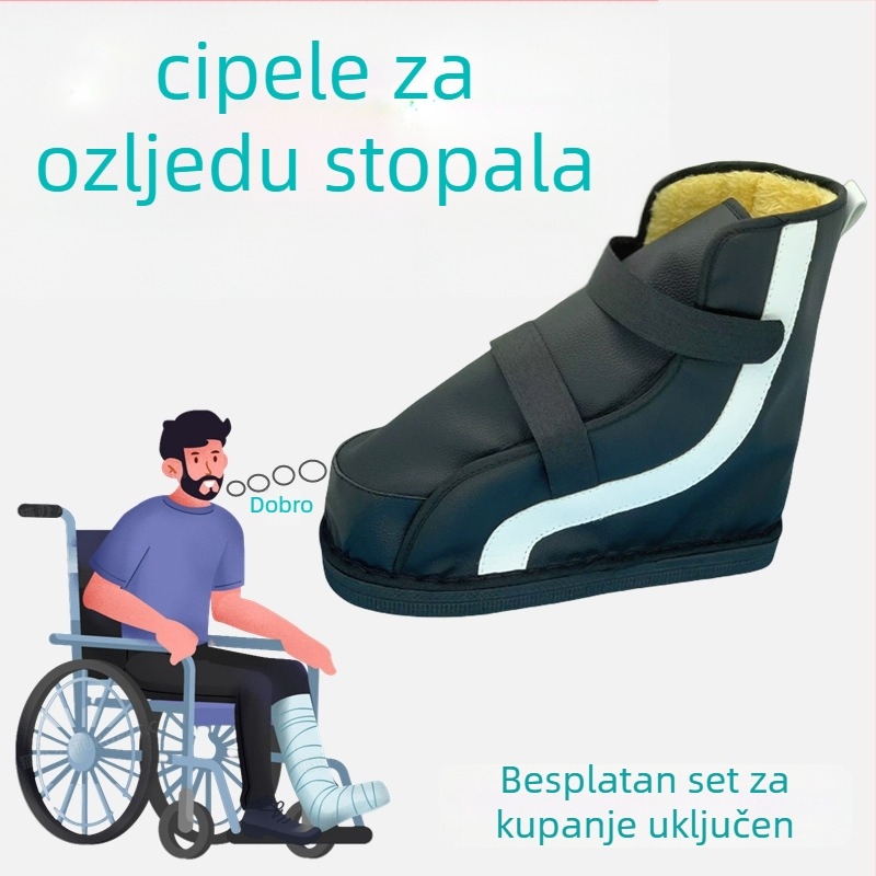 Obuća za rehabilitaciju nakon gipsa s integriranim toplim čarapnim slojem, prozračan mrežasti gornji dio i kožna fleece podstava, težina 245 g, za otečenu nogu