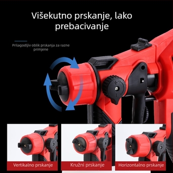 Caitian električni sprej pištolj — prijenosni visokotlačni uređaj za lateks i boju, pogodan za interijere, krov, vanjske površine, vozila i drvo, maksimalni izlazni tlak 0.1–0.2 dar.