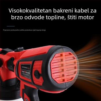 Caitian električni sprej pištolj — prijenosni visokotlačni uređaj za lateks i boju, pogodan za interijere, krov, vanjske površine, vozila i drvo, maksimalni izlazni tlak 0.1–0.2 dar.