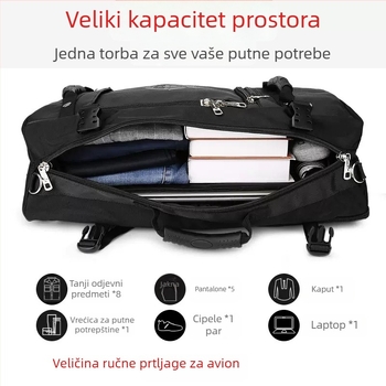 Ruksak 56-75L, Oxford tkanina, vodootporan, naramenice s zračnom jastukom, kompatibilan s 15-inčnim prijenosnim računalom