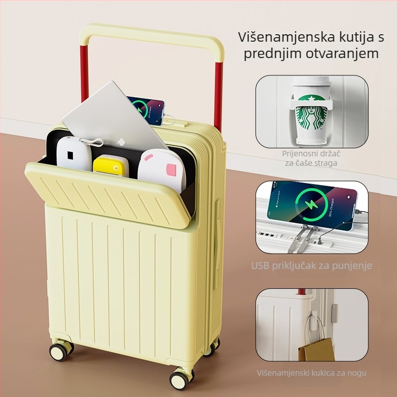 Putni kovčeg s prednjim otvaranjem, ABS+PC materijal, USB sučelje, vodootporan, protivkrađa (prednje otvaranje, ABS+PC, USB sučelje, vodootporan, protivkrađa)