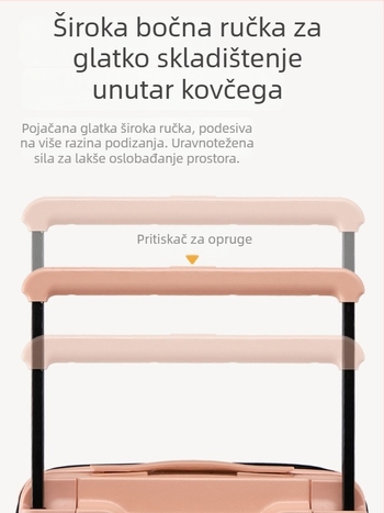 Putni kofer – Unisex, ABS+PC kućište, Otvaranje na zip, Zaključavanje s lozinkom, Univerzalni kotači