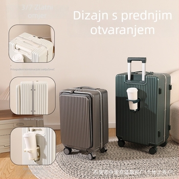 Kufar s prednjim otvaranjem - lagan PC materijal, s univerzalnim kotačićima, težina 3,5 kg, s vučnom ručkom