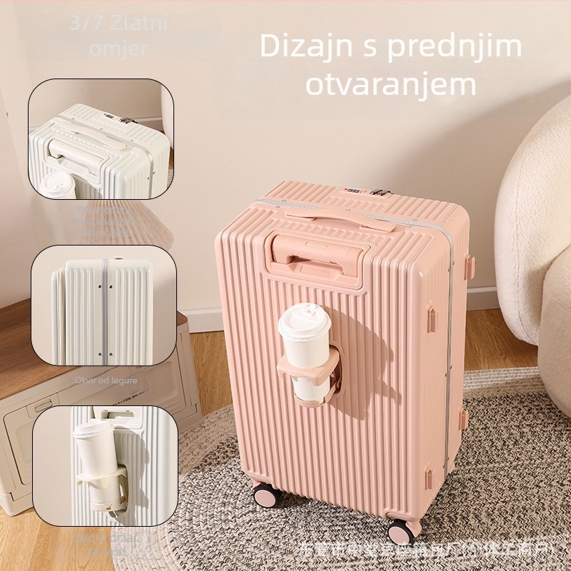 Kufar s prednjim otvaranjem - lagan PC materijal, s univerzalnim kotačićima, težina 3,5 kg, s vučnom ručkom