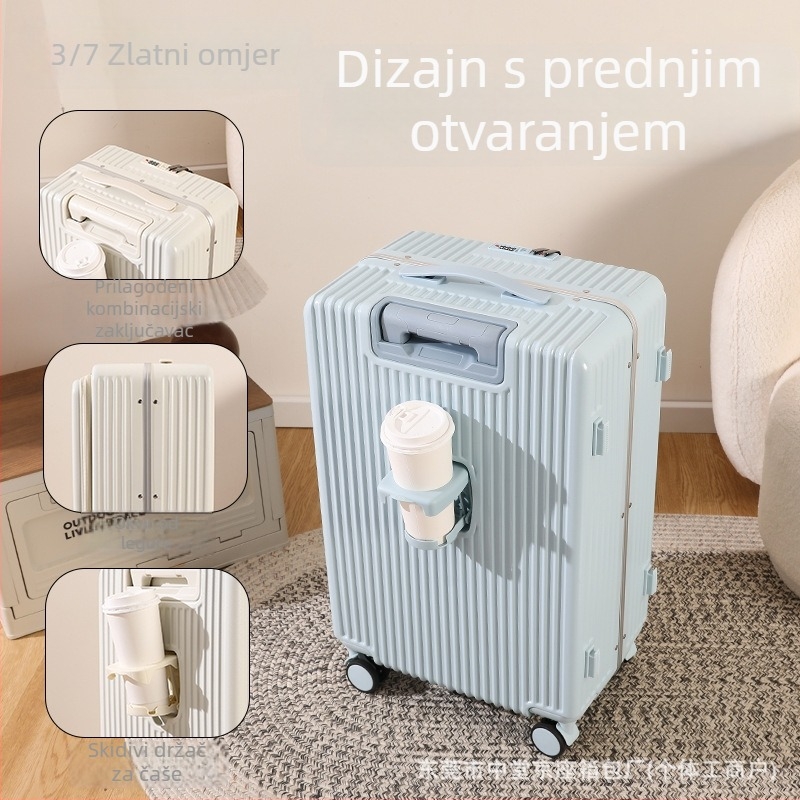 Kufar s prednjim otvaranjem - lagan PC materijal, s univerzalnim kotačićima, težina 3,5 kg, s vučnom ručkom