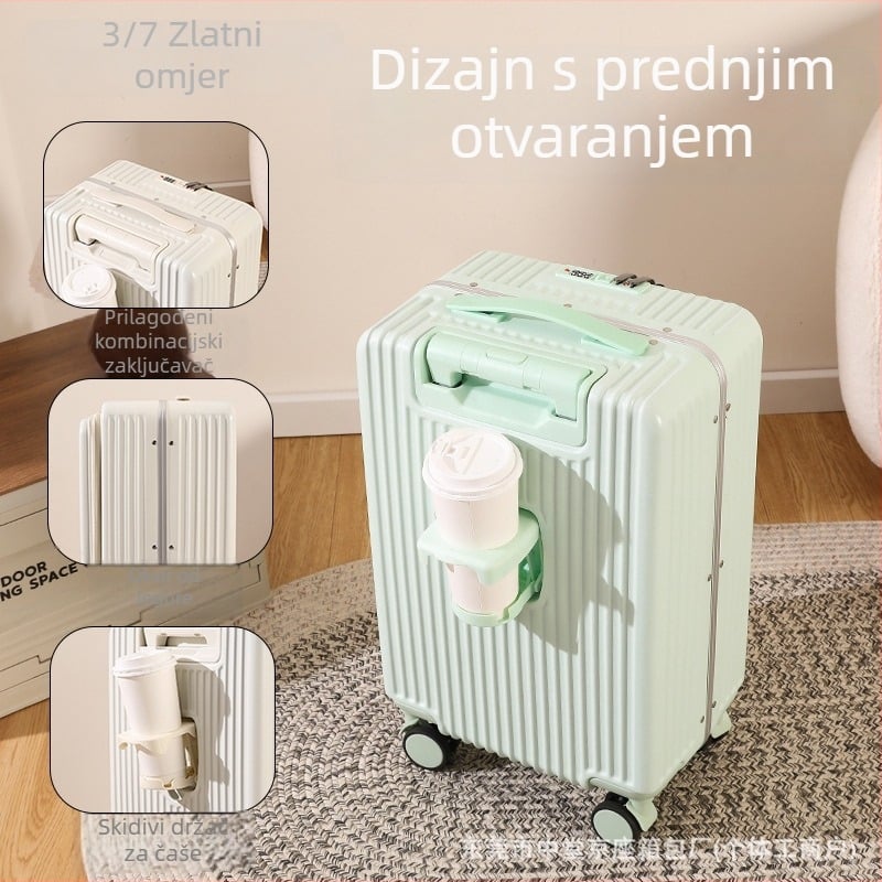 Kufar s prednjim otvaranjem - lagan PC materijal, s univerzalnim kotačićima, težina 3,5 kg, s vučnom ručkom